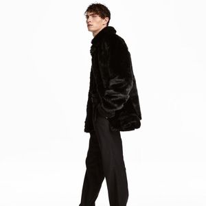 H&M Men’s Black Faux Fur Jacket